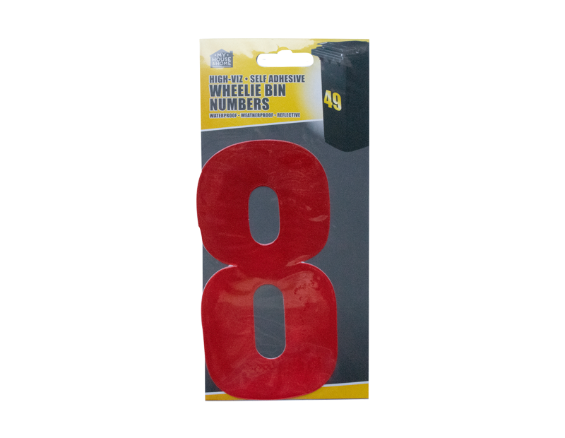 Wheelie Bin House Numbers Adhesive Wheely Stickers Reflective Sticky Numbers - ZYBUX