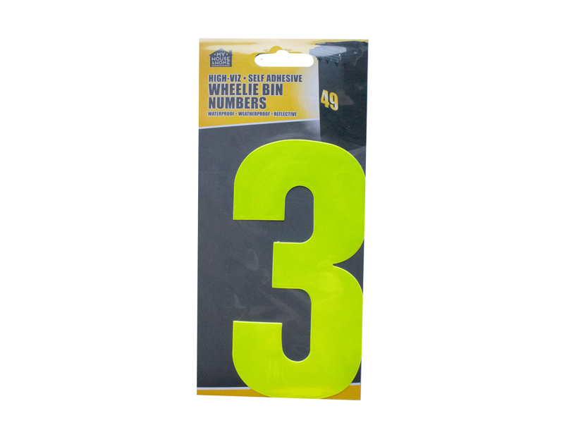 Wheelie Bin House Numbers Adhesive Wheely Stickers Reflective Sticky Numbers - ZYBUX