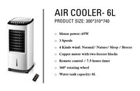 ZYBUX - 6L Air Cooler with 4 Operational Modes, 3 Fan Speeds - Remote Control. High Powered Air Cooler with Built in Timer & Automatic Oscillation - ZYBUX
