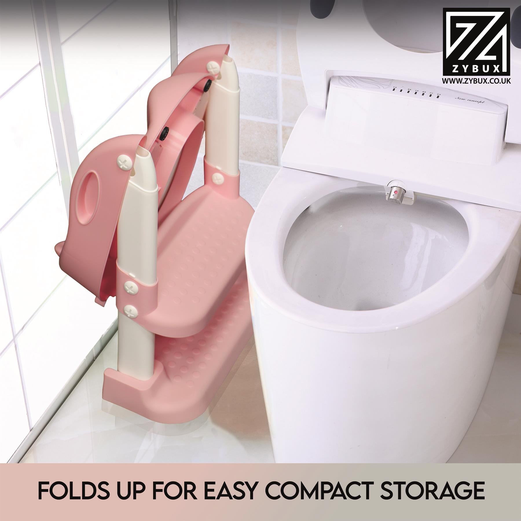 ZYBUX - Adjustable Potty Toilet Seat Baby Toddler with Durable Anti-Skid Kid Toilet Trainer with Step Stool and Ladder for Boys and Girls | Suitable for Toilets 38 - 42 cm Capacity up to 70 kg - ZYBUX