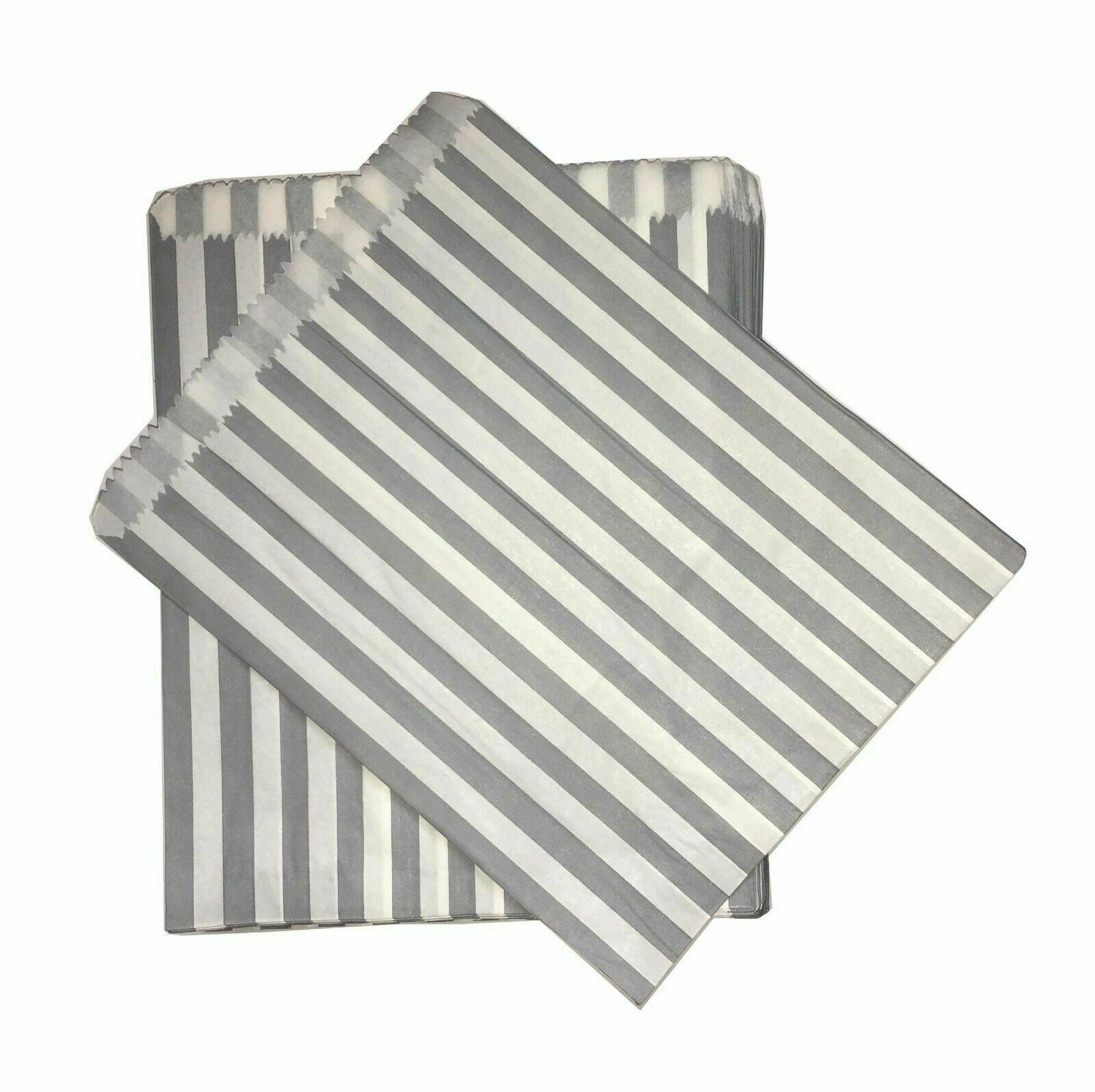 50 STRIPED CANDY PAPER BAGS FOR SWEET FAVOUR BUFFET WEDDING GIFT 7"x9" - 5"x7" - ZYBUX