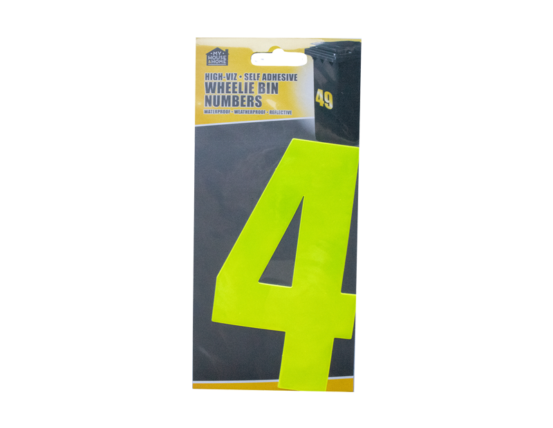 Wheelie Bin House Numbers Adhesive Wheely Stickers Reflective Sticky Numbers - ZYBUX