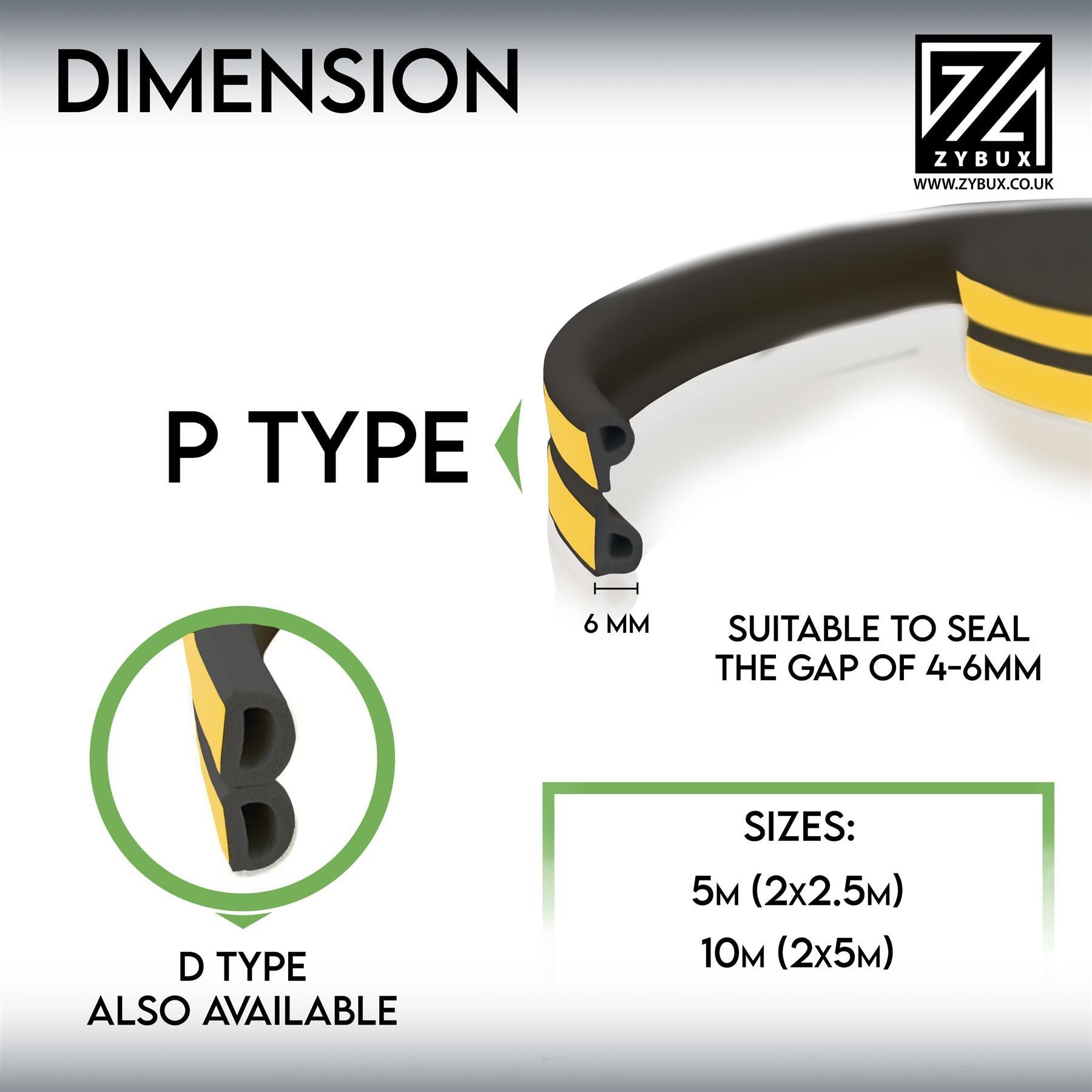 ZYBUX - EPDM Window & Door Draught Excluder Weatherstrip - ZYBUX