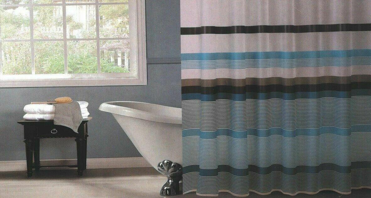 Luxury Modern Bathroom Shower Liner Curtains Extra Long with Hooks 180 x 180cm