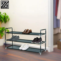 3 Tier Fabric SHOE Stand Storage Organiser RACK Lightweight Compact Space Save [Black] - ZYBUX
