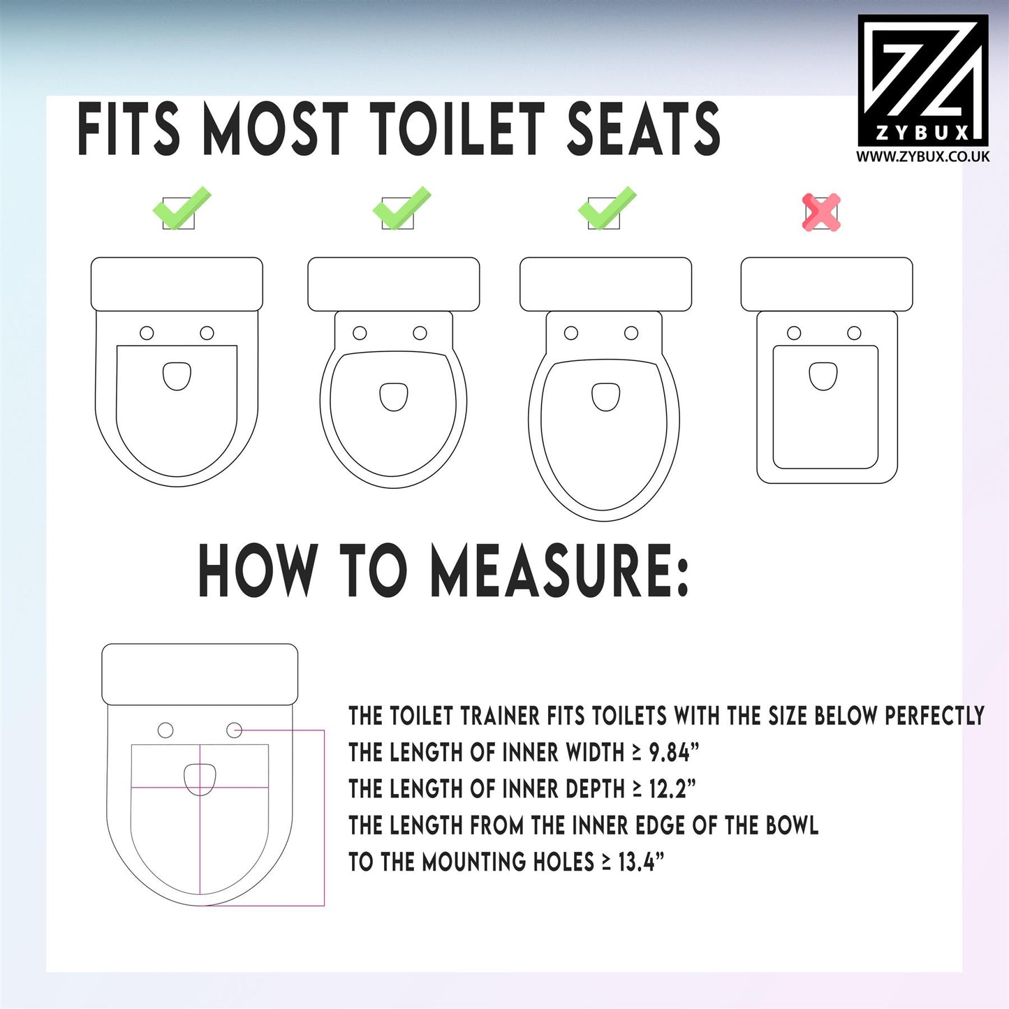 ZYBUX - Adjustable Potty Toilet Seat Baby Toddler with Durable Anti-Skid Kid Toilet Trainer with Step Stool and Ladder for Boys and Girls | Suitable for Toilets 38 - 42 cm Capacity up to 70 kg - ZYBUX