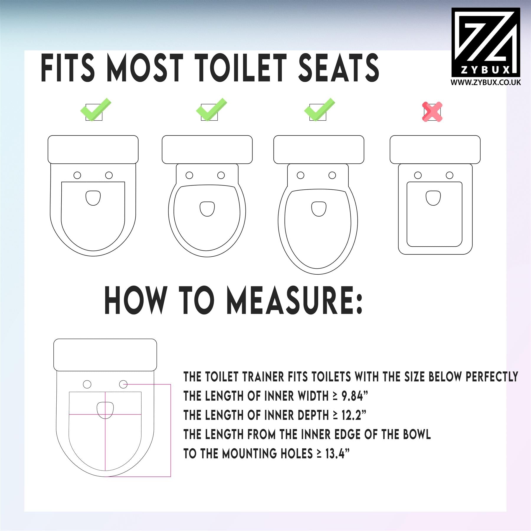 ZYBUX - Adjustable Potty Toilet Seat Baby Toddler with Durable Anti-Skid Kid Toilet Trainer with Step Stool and Ladder for Boys and Girls | Suitable for Toilets 38 - 42 cm Capacity up to 70 kg - ZYBUX