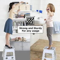 Large Folding Step Stool Multi Purpose Heavy Duty Home Kitchen Foldable - ZYBUX