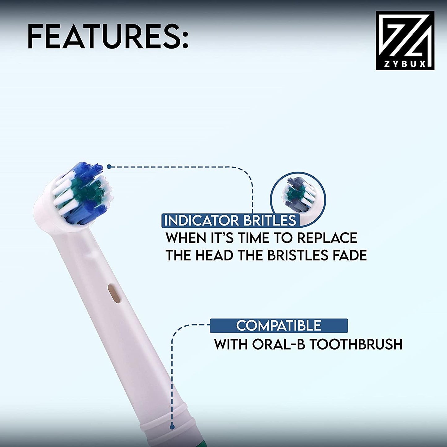 ZYBUX - Compatible with Oral B Toothbrush Heads (Pack of 4) - ZYBUX