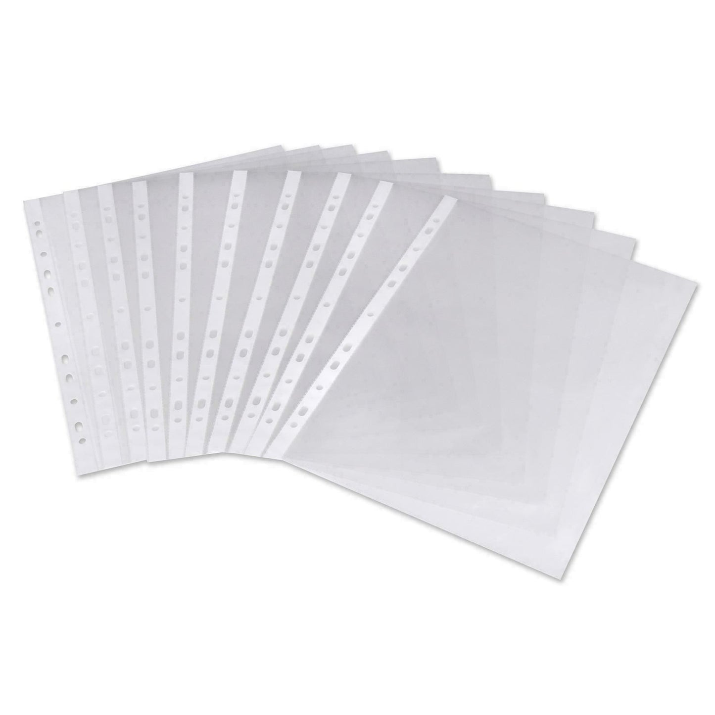 50  X A4 PLASTIC PUNCH PUNCHED POCKETS 30 MICRON FOLDERS FILING WALLETS SLEEVES - ZYBUX
