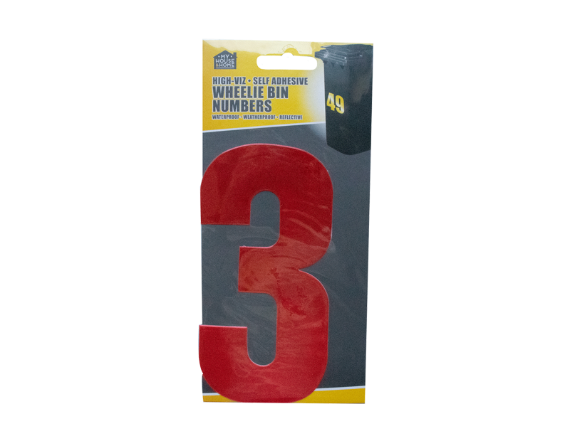 Wheelie Bin House Numbers Adhesive Wheely Stickers Reflective Sticky Numbers - ZYBUX