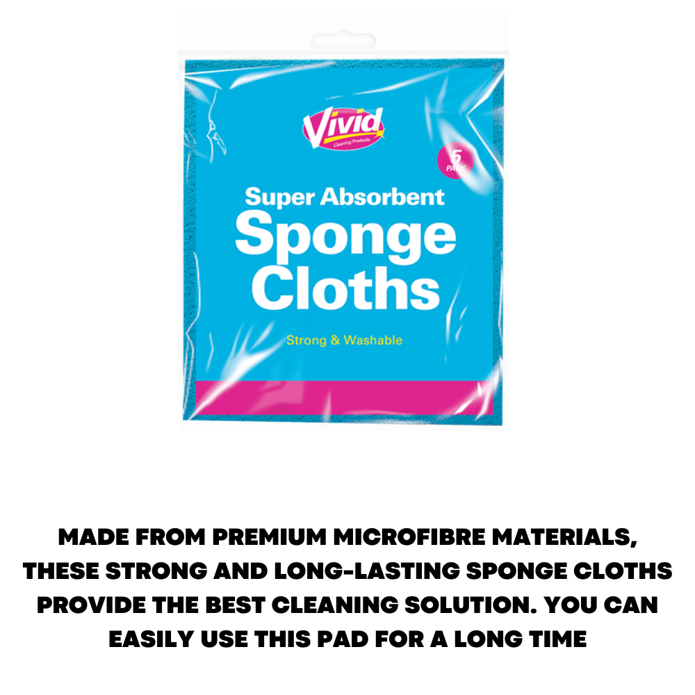 5x Sponge Cloths Absorbent Kitchen Surface Wipes Celulose Multi Purpose Sponges - ZYBUX