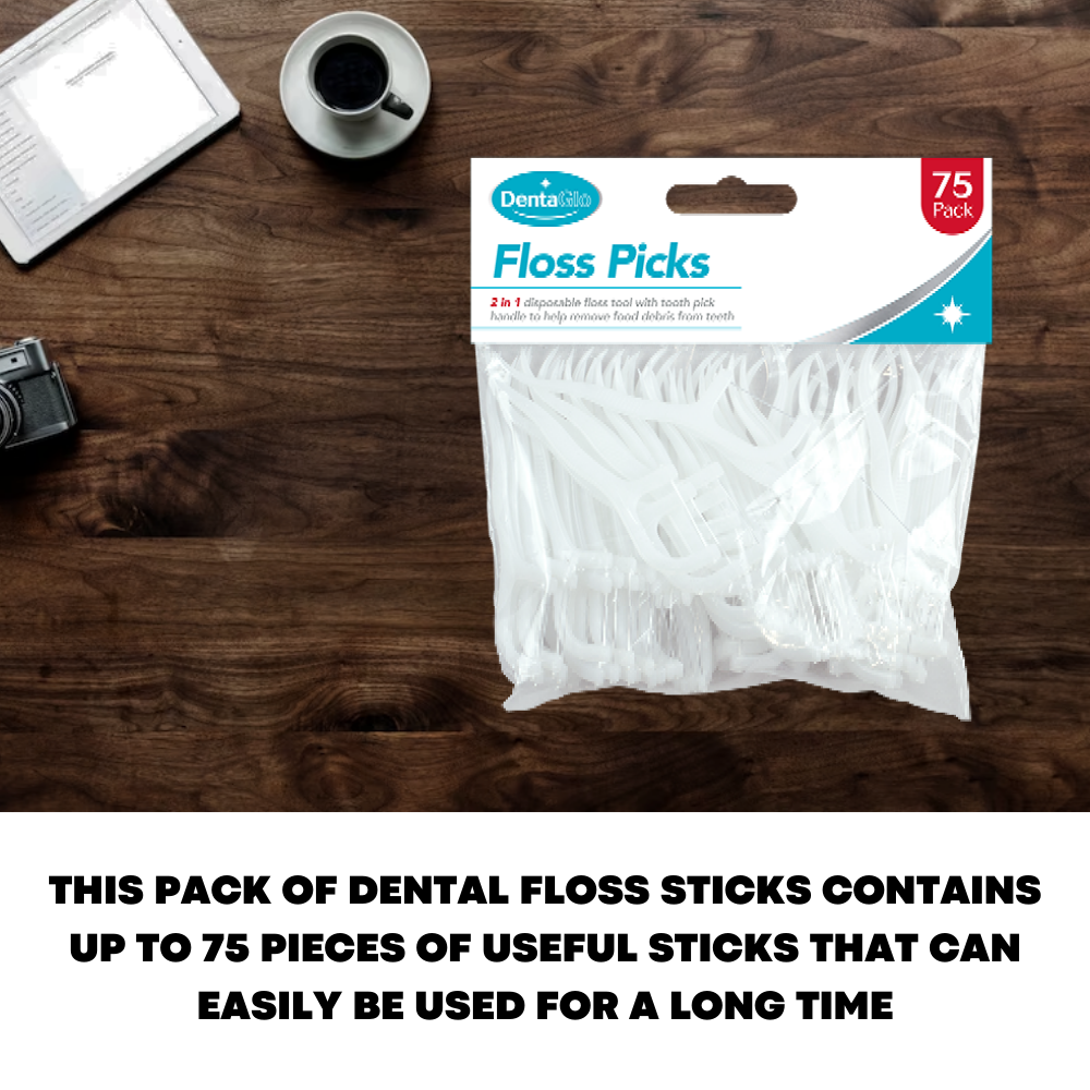 75x 2-in-1 Tooth Picks Dental Floss Sticks Teeth Plaque Remover Teeth Cleaner - ZYBUX
