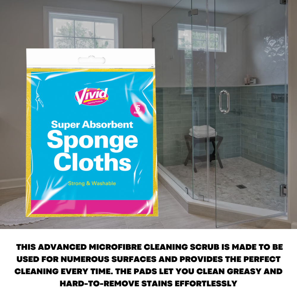 5x Sponge Cloths Absorbent Kitchen Surface Wipes Celulose Multi Purpose Sponges - ZYBUX