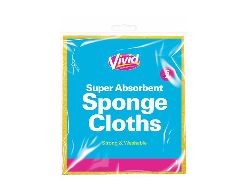 5x Sponge Cloths Absorbent Kitchen Surface Wipes Celulose Multi Purpose Sponges - ZYBUX