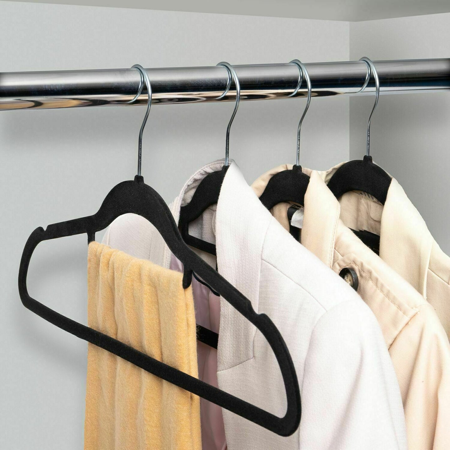 Coat Clothes Clothing Hangers Velvet Velour Non Slip Flocked Trouser Hangers NEW - ZYBUX