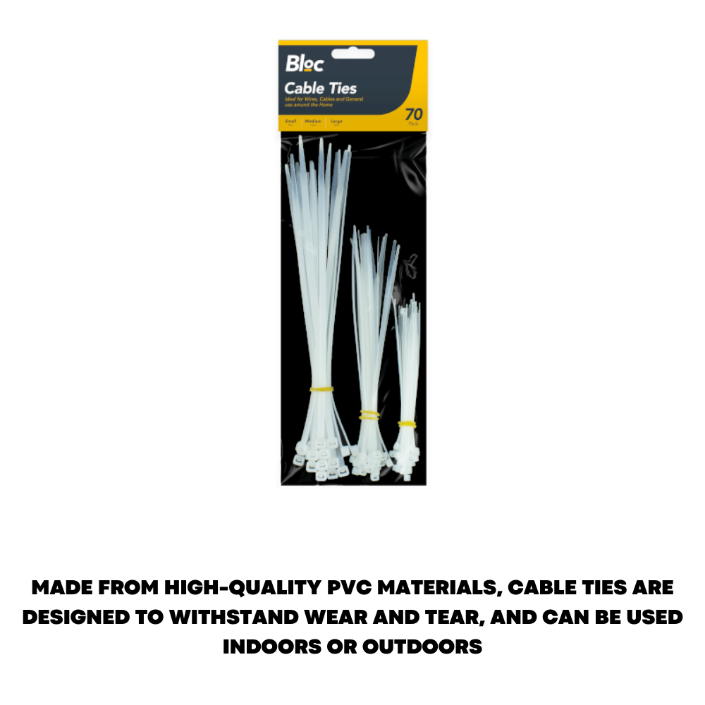 Reusable Cable Zip Ties Heavy Duty Twist Cord wire Organizer 70pcs 9, 14, 19cm - ZYBUX