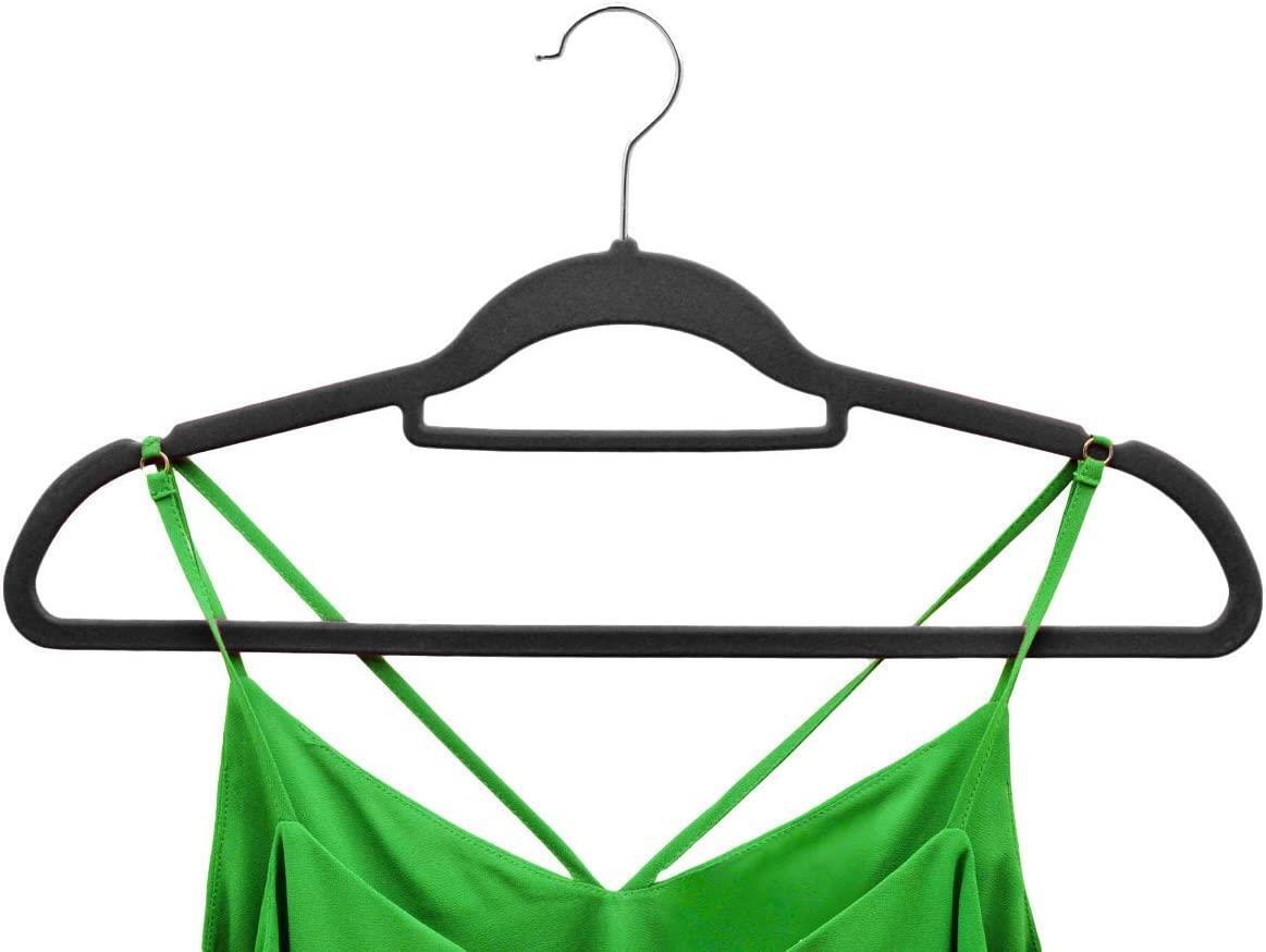 Black Velvet Hangers 120 Pcs Non Slip Flocked Coat Clothes Space Saving Hangers - ZYBUX