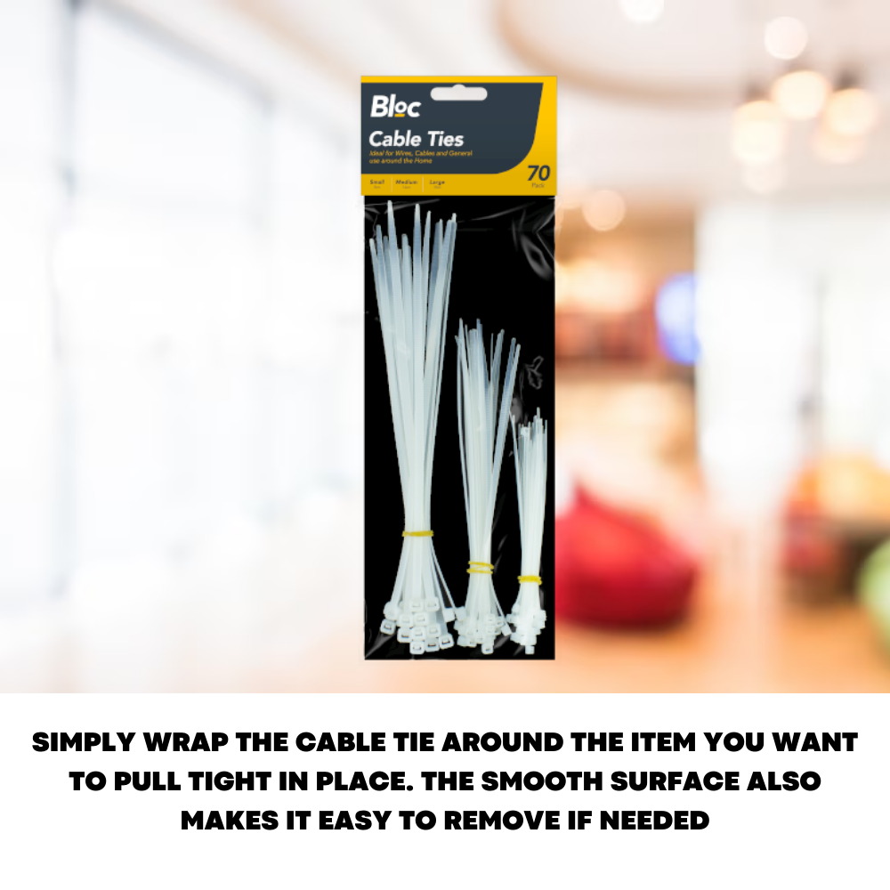 Reusable Cable Zip Ties Heavy Duty Twist Cord wire Organizer 70pcs 9, 14, 19cm - ZYBUX