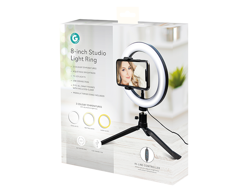 8" LED Ring Light clamp SOCIAL MEDIA Youtube Tiktok INSTAGRAM Video Live Selfie - ZYBUX