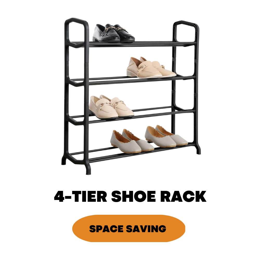 4 Tier Shoe Stand Storage Organizer Rack Lightweight Compact Space Saving Shelf - ZYBUX