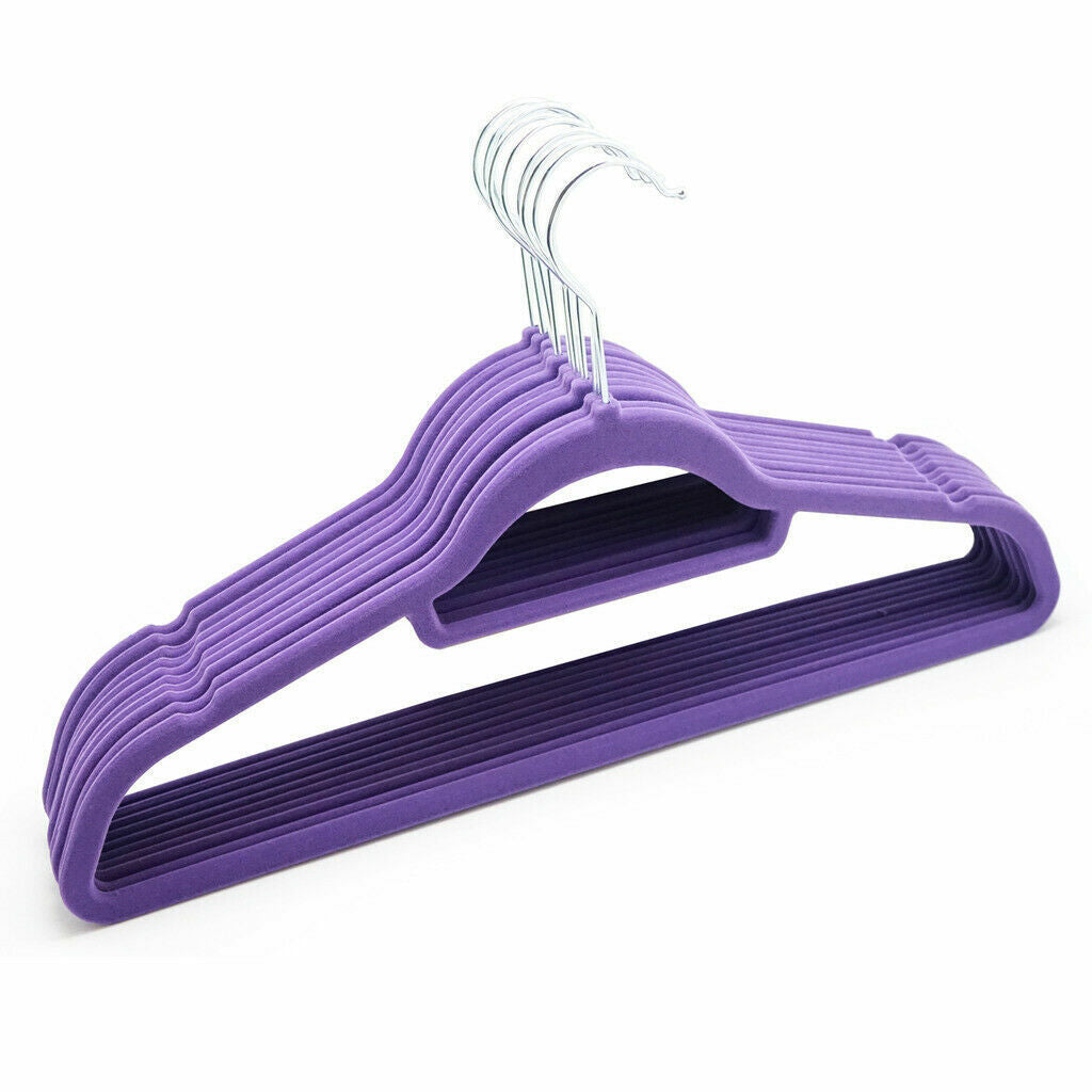 Coat Clothes Clothing Hangers Velvet Velour Non Slip Flocked Trouser Hangers NEW - ZYBUX