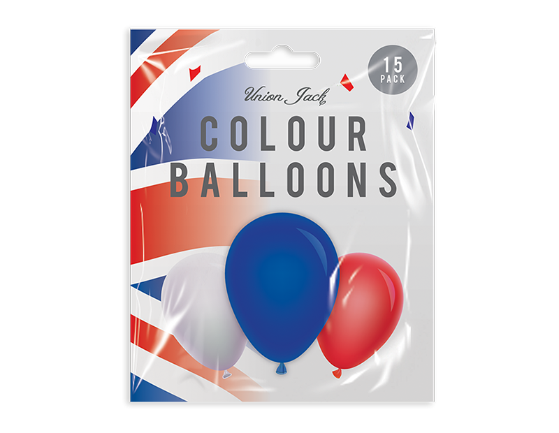 15 Red White Blue Union Jack Balloon King Coronation GB Royal Street Party Decor - ZYBUX