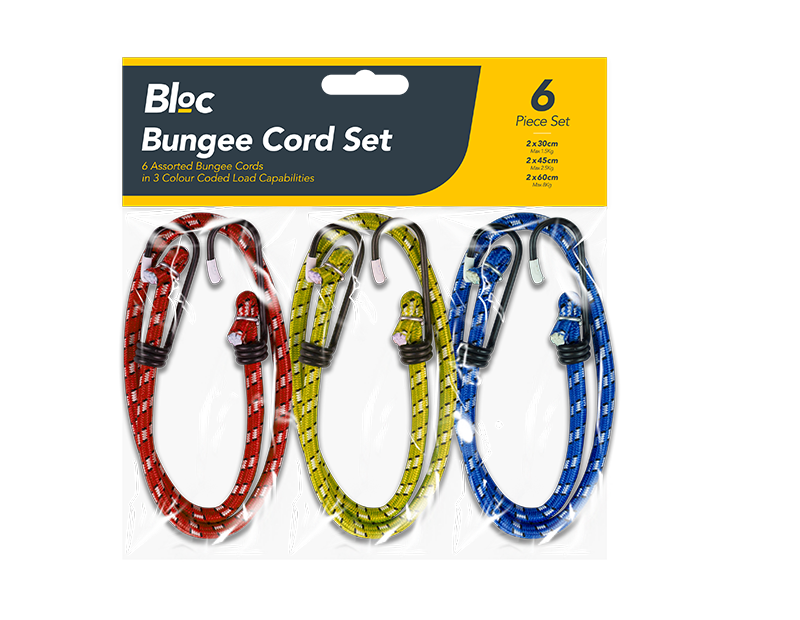 6 X Bungee Cords Set Tie Car Luggage Elasticated Hook Bike Straps Rope Load HOOK - ZYBUX