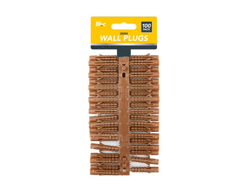 100x Wall Plugs Brown 8MM Assorted Rawl Plug DIY Trade Expansion for Brick Walls - ZYBUX
