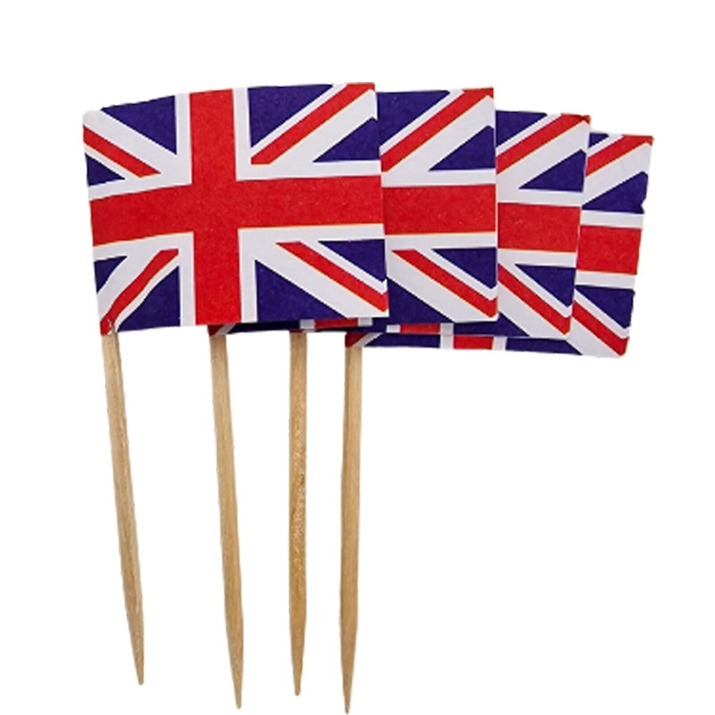 50x Union Jack UK Flag Picks Cupcake Topper Food Flags Cocktail Party Stick Pick - ZYBUX