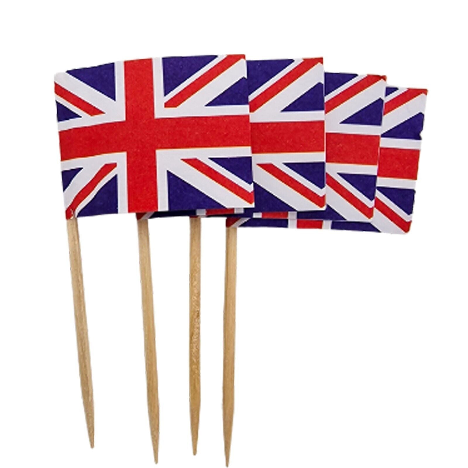 50x Union Jack UK Flag Picks Cupcake Topper Food Flags Cocktail Party Stick Pick - ZYBUX