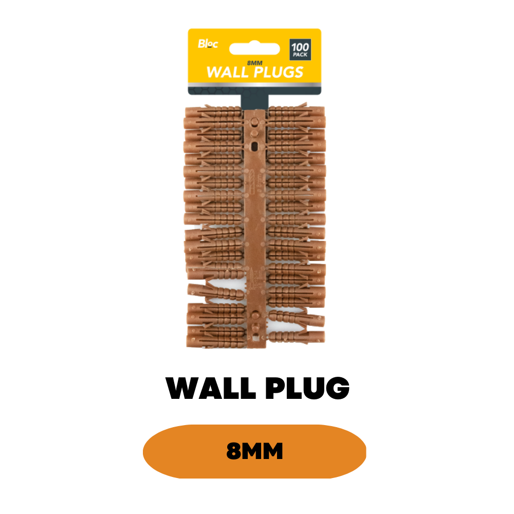 100x Wall Plugs Brown 8MM Assorted Rawl Plug DIY Trade Expansion for Brick Walls - ZYBUX