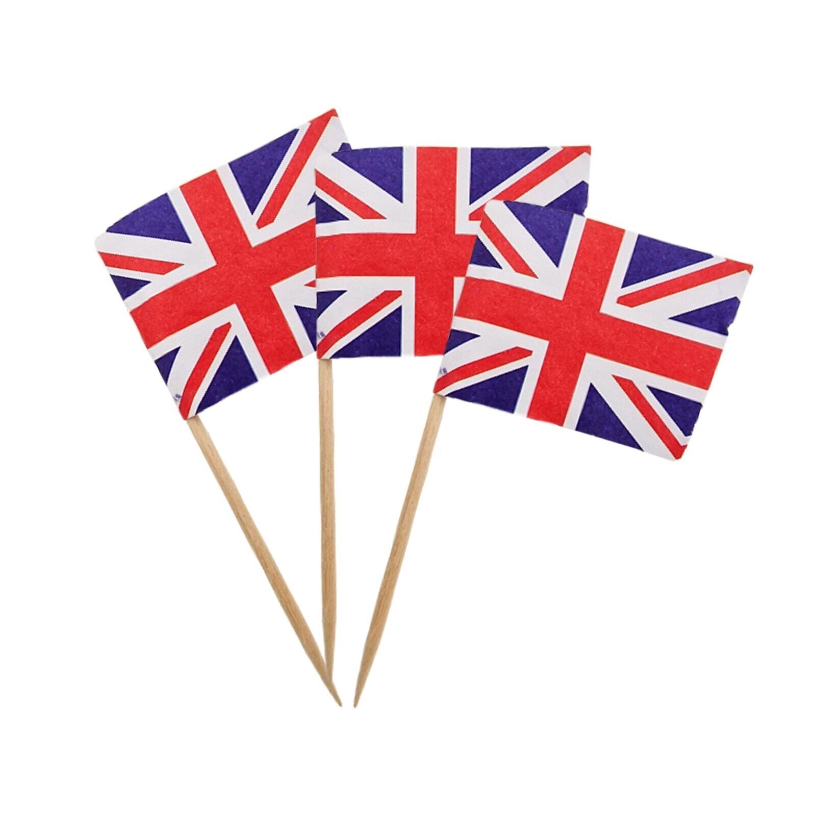 50x Union Jack UK Flag Picks Cupcake Topper Food Flags Cocktail Party Stick Pick - ZYBUX