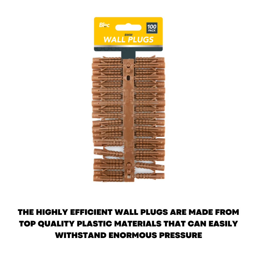 100x Wall Plugs Brown 8MM Assorted Rawl Plug DIY Trade Expansion for Brick Walls - ZYBUX