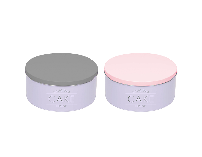 Round Cake Storage Tin Airtight Lid Cookies Biscuits Box Kitchen Baking Gift UK - ZYBUX