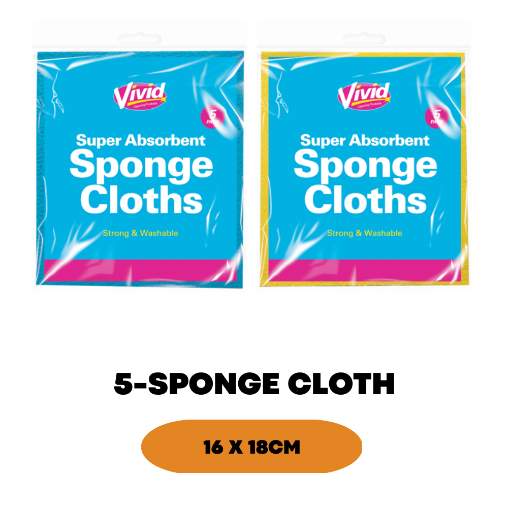 5x Sponge Cloths Absorbent Kitchen Surface Wipes Celulose Multi Purpose Sponges - ZYBUX
