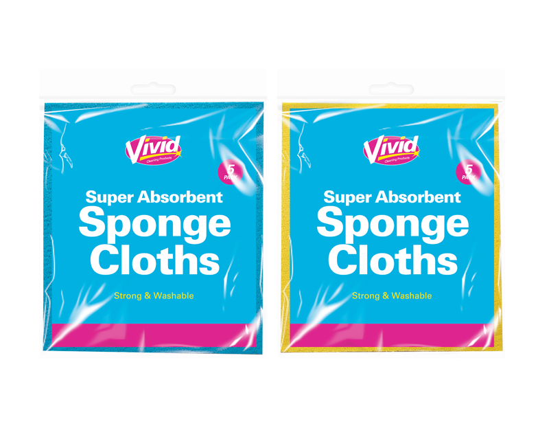5x Sponge Cloths Absorbent Kitchen Surface Wipes Celulose Multi Purpose Sponges - ZYBUX