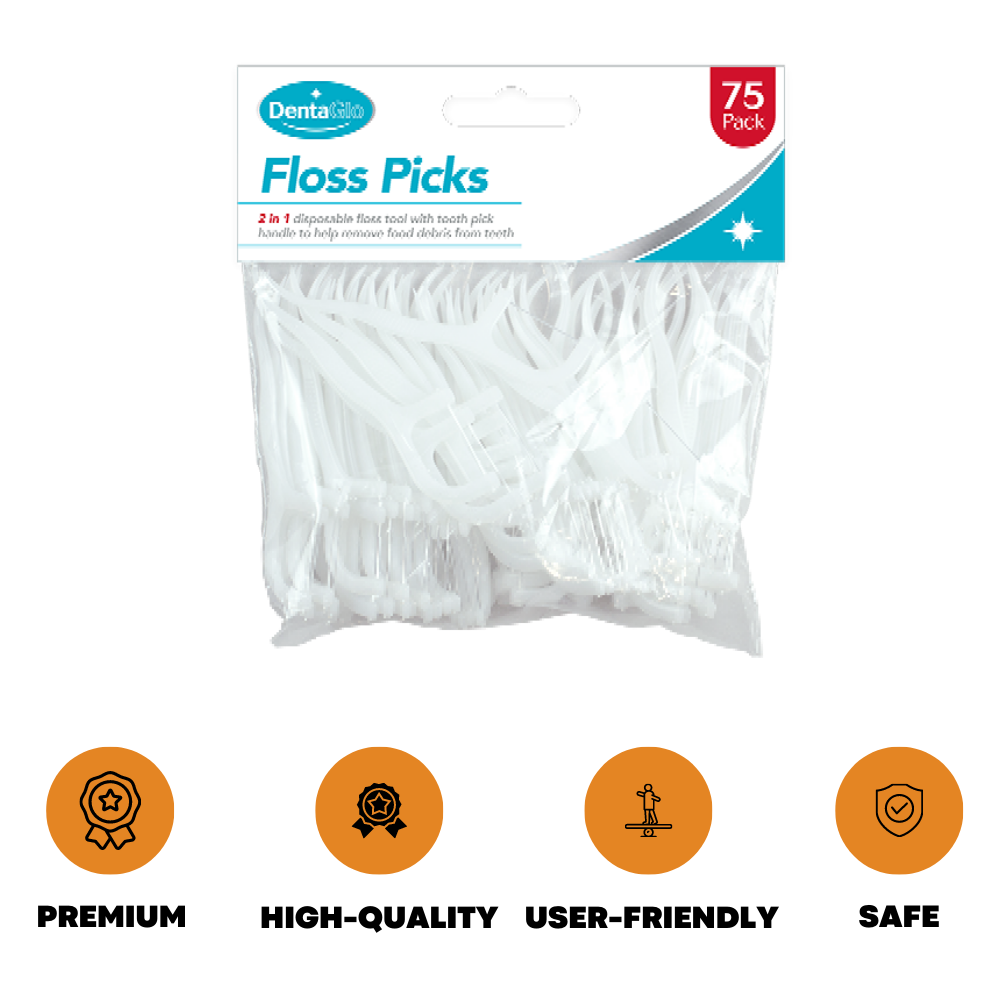 75x 2-in-1 Tooth Picks Dental Floss Sticks Teeth Plaque Remover Teeth Cleaner - ZYBUX