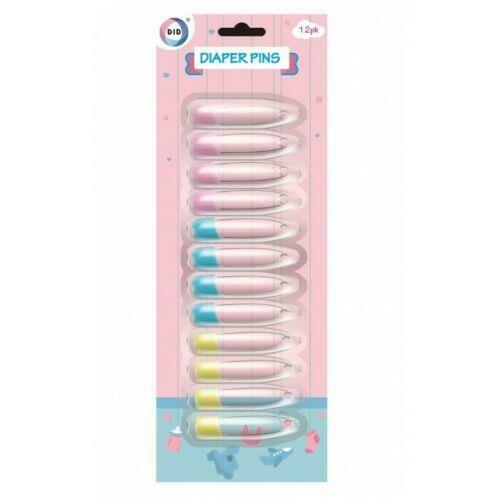 12 Nappy Diaper Safety Pins Fasteners Large Colours Heads Sewing Dry Cleaning - ZYBUX