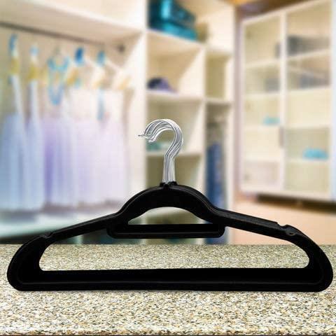 Black Velvet Hangers 120 Pcs Non Slip Flocked Coat Clothes Space Saving Hangers - ZYBUX
