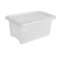 Plastic Storage Boxes with Lids – Clear Black Small Medium Large Stackable Plastic Containers | Ideal for Craft, Shoes, Toys, Office, and Kitchen Organiser | Durable, BPA Free Storage Bin (SET of 3)