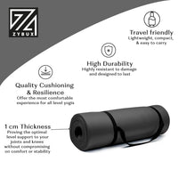 ZYBUX - Yoga Mat Non Slip - | Exercise Mat, Foldable Mats with Carrying Strap - Women and Men Fitness Mats | 1cm thick | 183cmx61cm