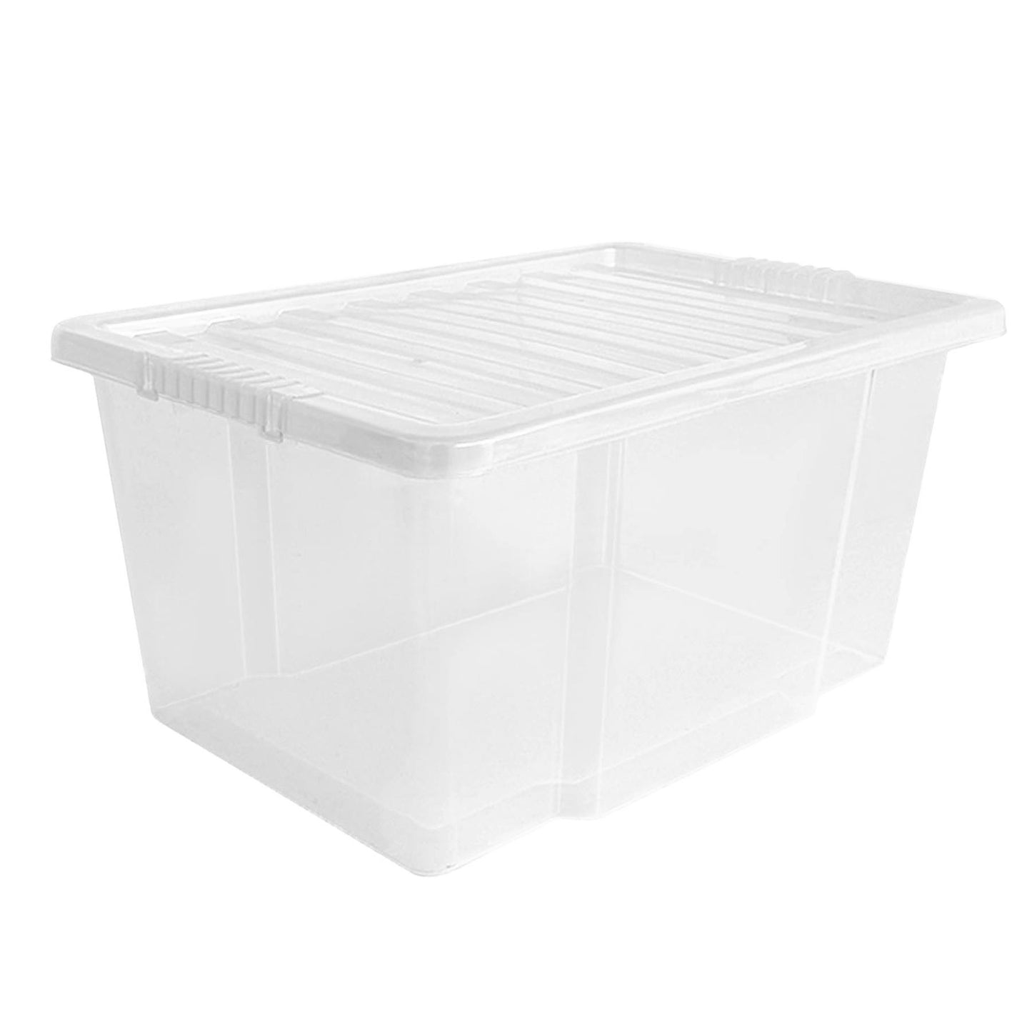 Plastic Storage Boxes with Lids – Clear Black Small Medium Large Stackable Plastic Containers | Ideal for Craft, Shoes, Toys, Office, and Kitchen Organiser | Durable, BPA Free Storage Bin (SET of 3)