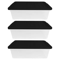 Underbed Plastic Storage Boxes with Lids – Clear & Black – 30L, 32L | Stackable Plastic Containers for Clothes, Shoes & Bedding | Space-Saving, Durable, BPA Free Storage Bins