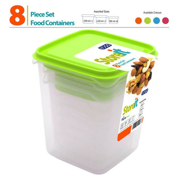 8x Plastic Storage Boxes With Lid Food Container Set Freezer Microwave Safe Box - ZYBUX