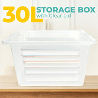 Plastic Storage Boxes with Lids – Clear Black Small Medium Large Stackable Plastic Containers | Ideal for Craft, Shoes, Toys, Office, and Kitchen Organiser | Durable, BPA Free Storage Bin (SET of 3)
