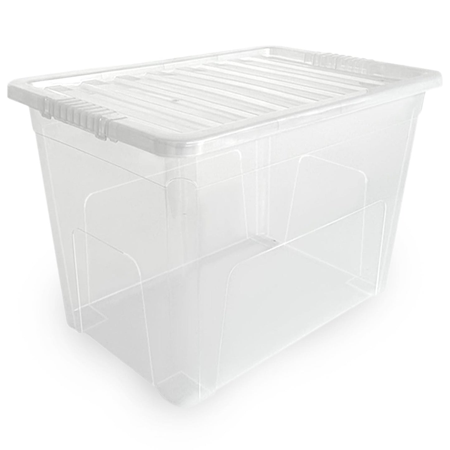 Plastic Storage Boxes with Lids – Clear Black Small Medium Large Stackable Plastic Containers | Ideal for Craft, Shoes, Toys, Office, and Kitchen Organiser | Durable, BPA Free Storage Bin (SET of 3)