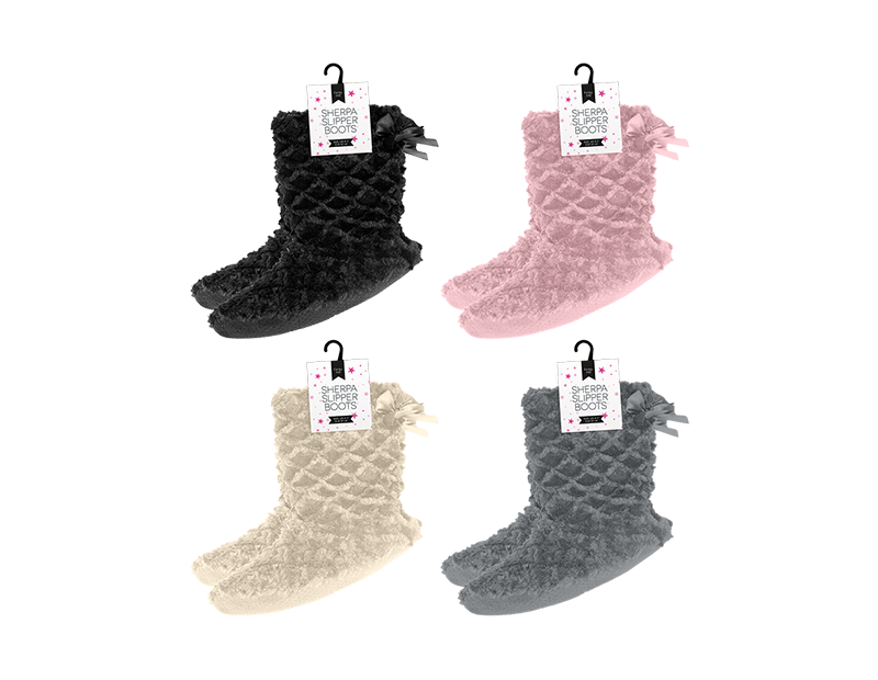 Ladies Super Soft Sherpa Boots Slippers Winter Warm Booties Co Zees Size 4 7