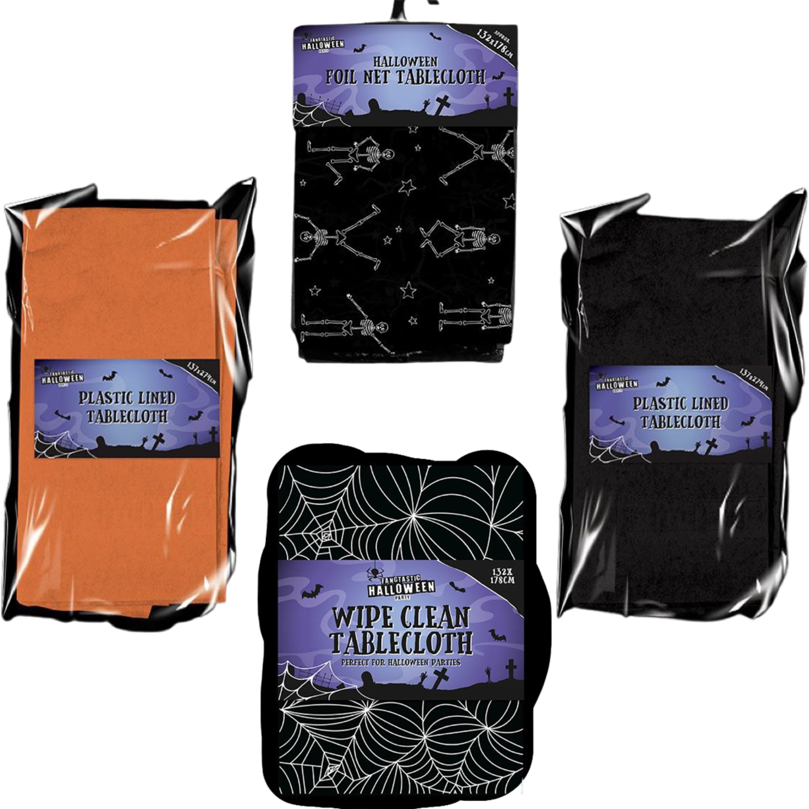Halloween Foil Net Tablecloth Hanging Table Cover Prop Decor Party Decoration - ZYBUX