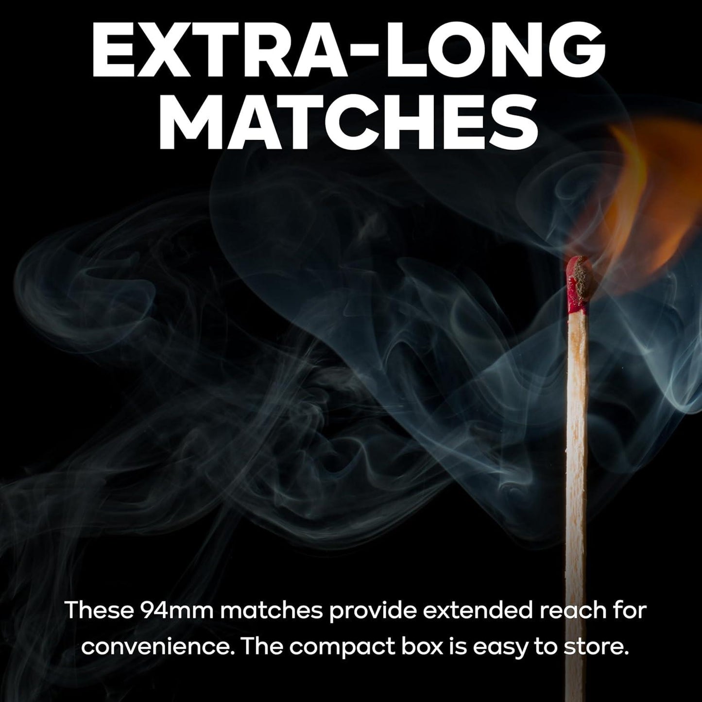 ZYBUX - Extra-Long Safety Matches Sticks, Slow Burning, Ideal for Candles, Cigar, Fireplaces, Grills, Safe Ignition with Strike Surface Match Box, Durable Matches, Pack of 2